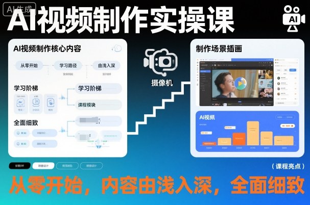 AI视频制作实操课，从零开始，内容由浅入深，全面细致-鑫源云网创