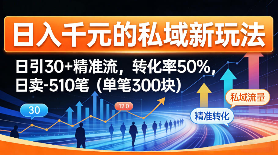 日入千米的私域新玩法:日引30+精准流,转化率50%,日卖5-10笔(单笔300米)-鑫源云网创