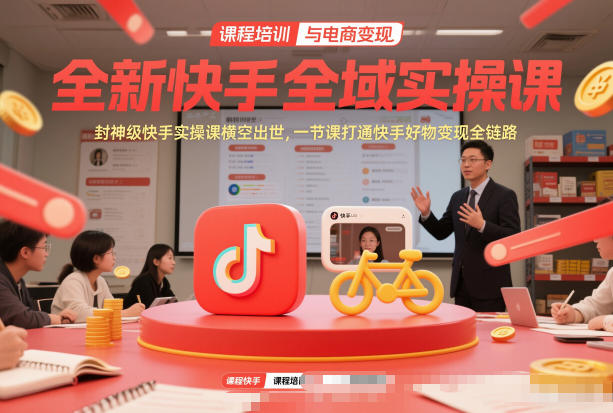 全新快手全域实操课，封神级快手实操课横空出世，一节课打通快手好物变现全链路-鑫源云网创