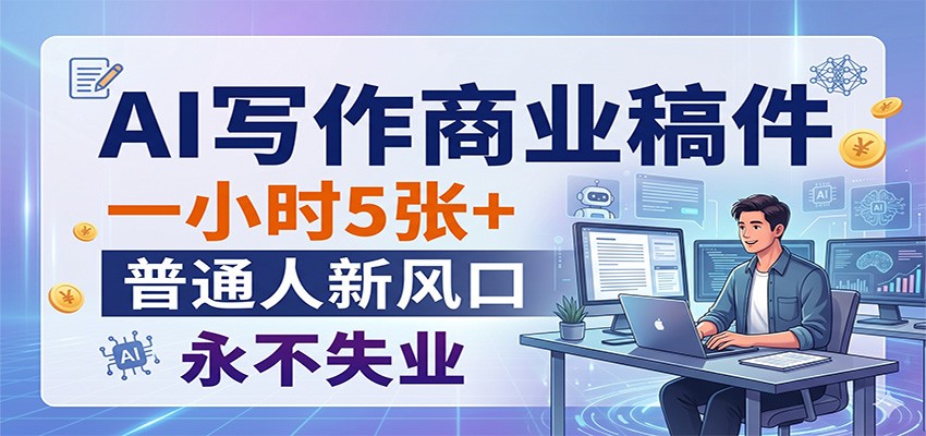 AI写作商业稿件，一小时5张+，普通人新风口，永不失业-鑫源云网创