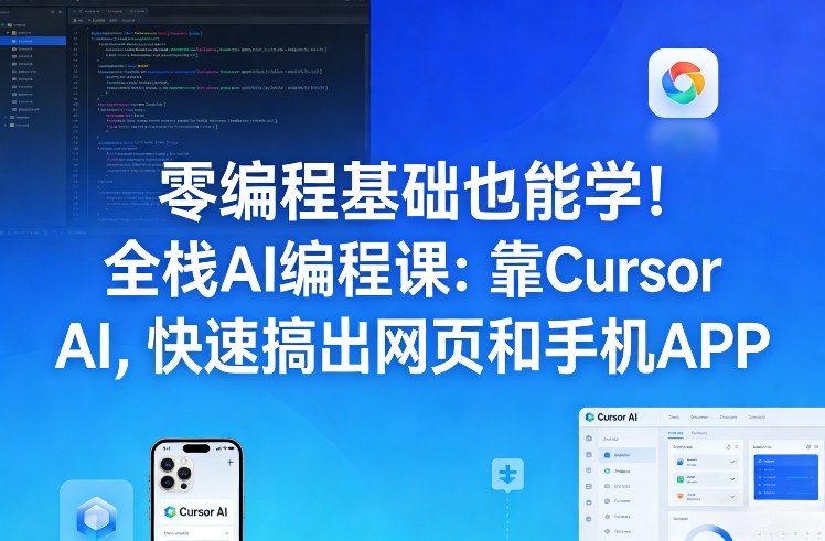 零编程基础也能学！全栈AI编程课：靠Cursor AI，快速搞出网页和手机APP-鑫源云网创
