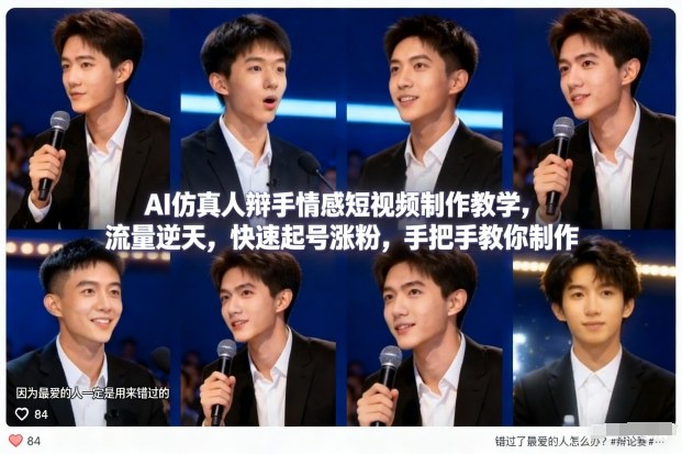 AI仿真人辩手情感短视频制作教学，流量逆天，快速起号涨粉，手把手教你制作-鑫源云网创