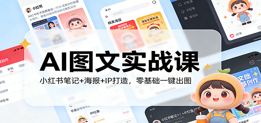 AI图文实战课：小红书笔记+海报+IP打造，零基础一键出图-鑫源云网创