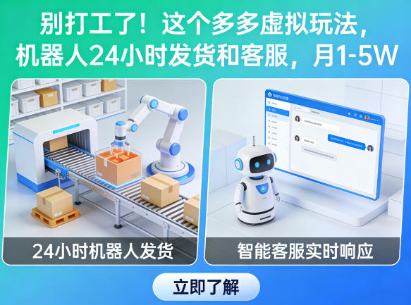 别打工了！这个多多虚拟玩法，机器人24小时发货和客服，月1-5W【揭秘】-鑫源云网创