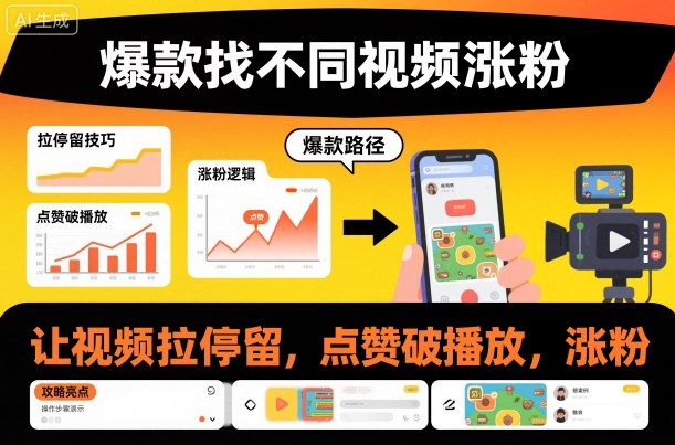 爆款找不同视频涨粉，让视频拉停留，实现点赞，破播放，涨粉-鑫源云网创