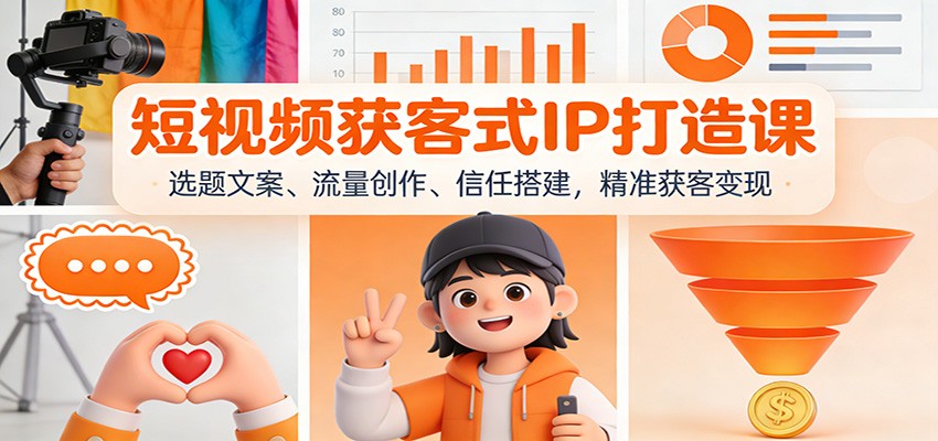短视频获客式IP打造课：选题文案、流量创作、信任搭建，精准获客变现-鑫源云网创