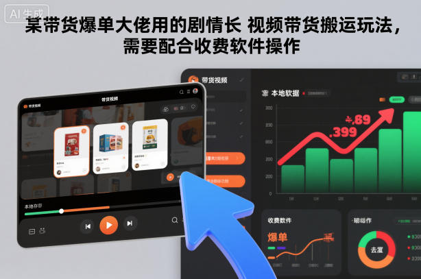 某带货爆单大佬用的剧情长视频带货搬运玩法，需要配合收费软件操作-鑫源云网创