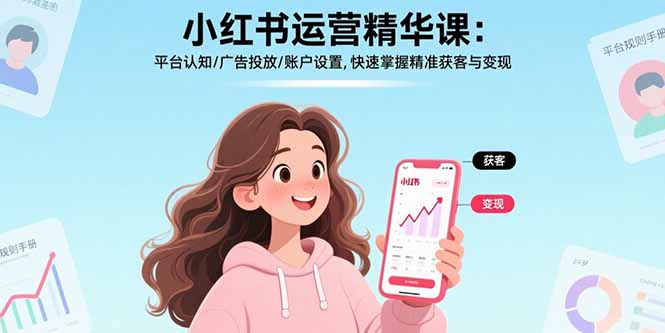 小红书运营精华课-更新：平台认知/广告投放/账户设置,快速掌握精准获客与变现-鑫源云网创