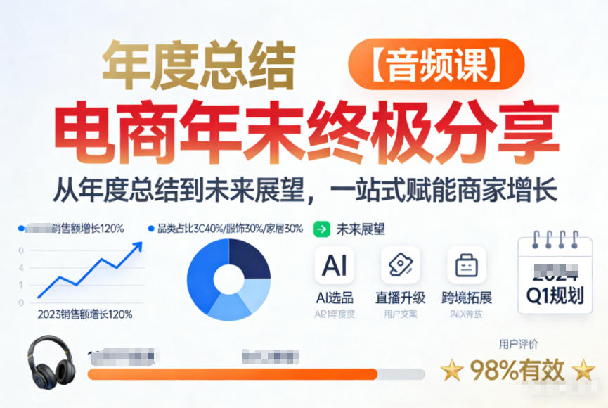 电商年未终极分享，从年度总结到未来展望，一站式赋能商家增长【音频课】-鑫源云网创