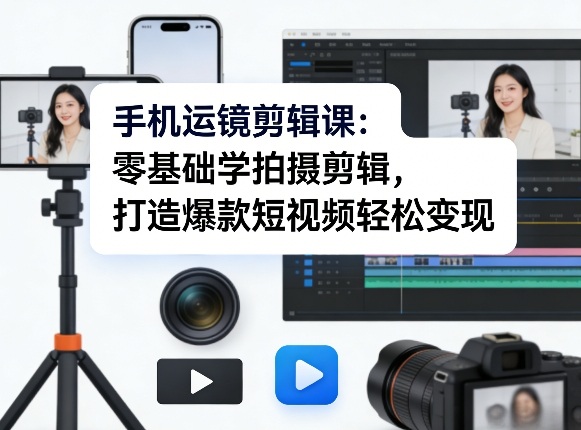 手机运镜剪辑课：零基础学拍摄剪辑，打造爆款短视频轻松变现-鑫源云网创