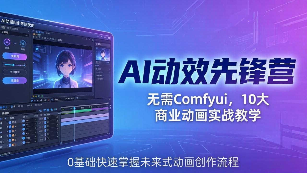 AI 动效先锋营：无需Comfyui，10大商业动画实战教学，0基础快速掌握未来式动画创作流程-鑫源云网创