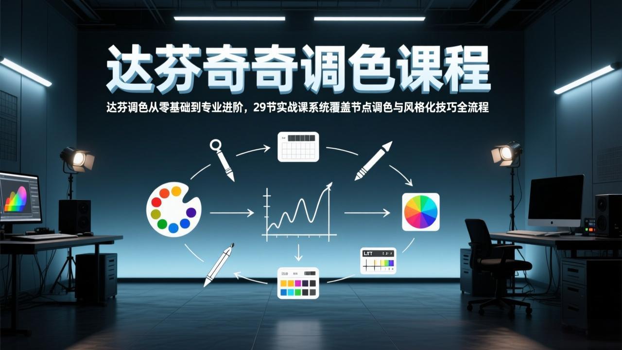 达芬奇调色从零基础到专业进阶，29节实战课系统覆盖节点调色与风格化技巧全流程-鑫源云网创