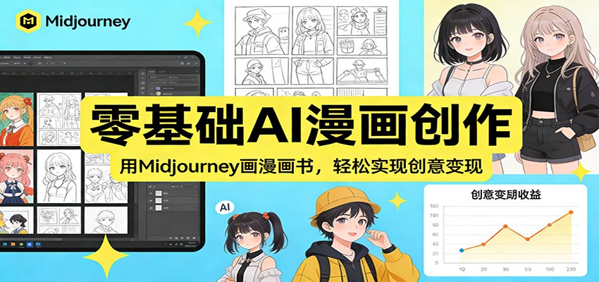 零基础AI漫画创作：用Midjourney画漫画书，轻松实现创意变现-鑫源云网创