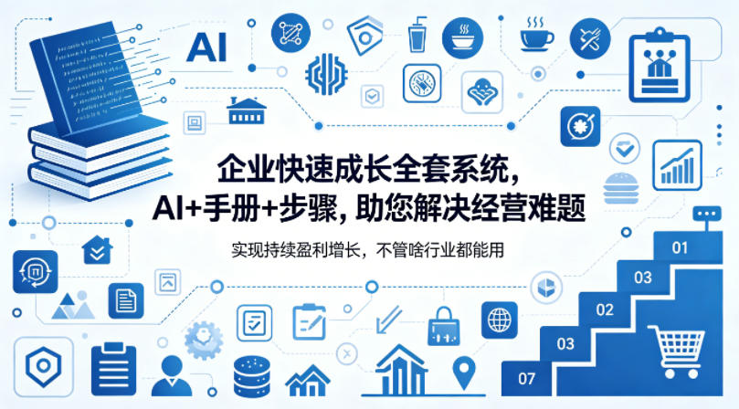 企业快速成长全套系统，AI+手册+步骤，助您解决经营难题，实现持续盈利增长，不管啥行业都能用-鑫源云网创