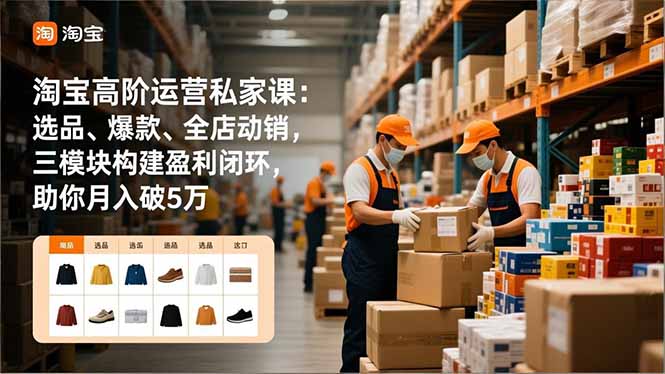 淘宝高阶运营私家课：选品、爆款、全店动销，三模块构建盈利闭环，助你月入破5万(更新12月-鑫源云网创