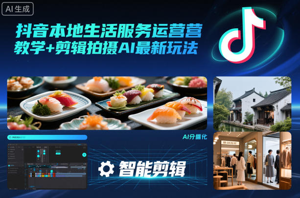 抖音本地生活服务运营教学+剪辑拍摄AI最新玩法-鑫源云网创