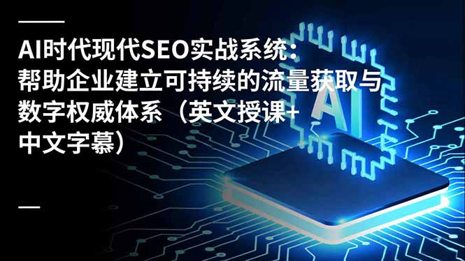 AI时代现代SEO实战系统：帮助企业建立可持续的流量获取与数字权威体系(英文授课+中文字幕-鑫源云网创