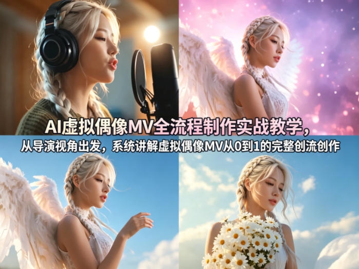 AI虚拟偶像MV全流程制作实战教学，从导演视角出发，系统讲解虚拟偶像MV从0到1的完整创作流程-鑫源云网创