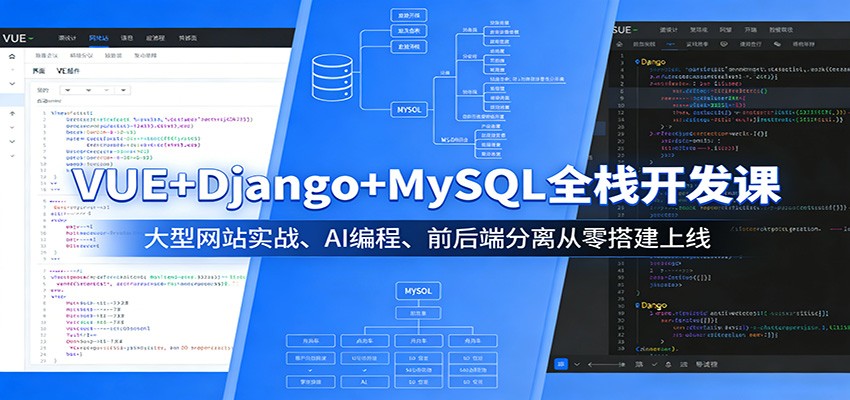 VUE+Django+MySQL全栈开发课：大型网站实战、AI编程、前后端分离从零搭建上线-鑫源云网创