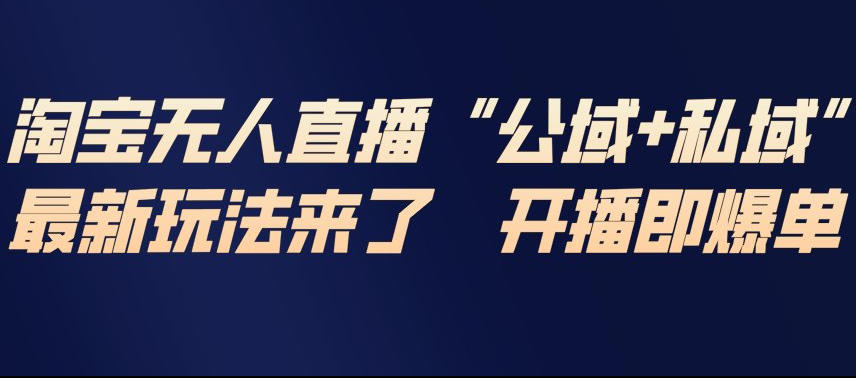 淘宝无人直播完整教程，公试+私域，最新玩法来了，开播即爆单-鑫源云网创