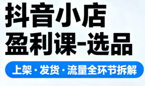 抖音小店盈利课-选品·上架·发货·流量全环节拆解-鑫源云网创