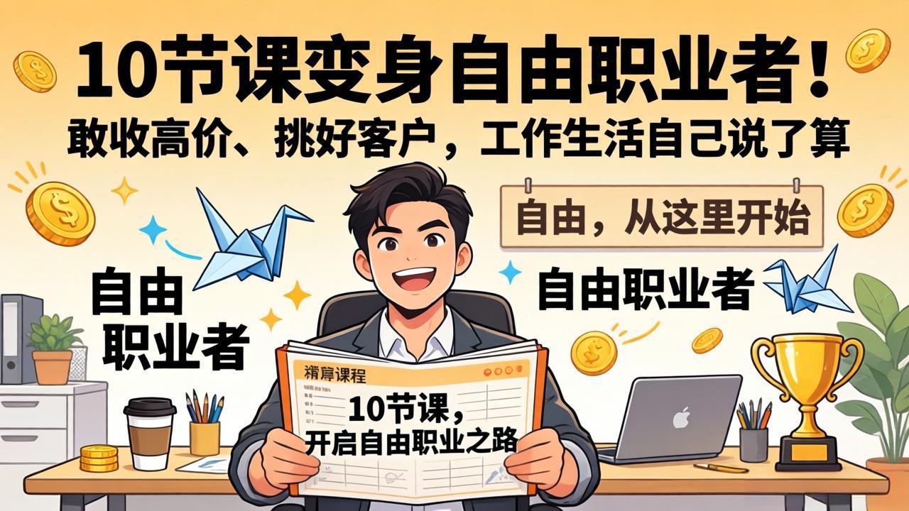 10 节课变身自由职业者!敢收高价、挑好客户,工作生活自己说了算-鑫源云网创