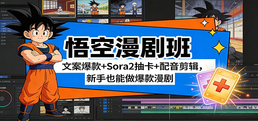 悟空漫剧班：文案爆款+Sora2抽卡+配音剪辑，新手也能做爆款漫剧-鑫源云网创