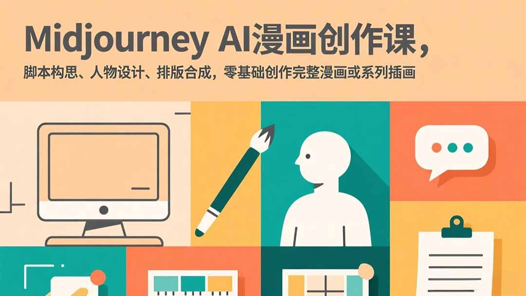 Midjourney AI漫画创作课，脚本构思、人物设计、排版合成，零基础创作完整漫画或系列插画-鑫源云网创