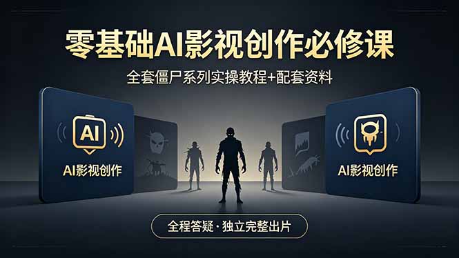 零基础AI影视创作必修课，全套僵尸系列实操教程加配套资料，全程答疑带你独立完整出片-鑫源云网创