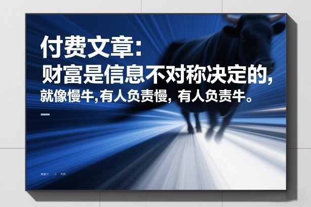 付费文章：财富是信息不对称决定的，就像慢牛，有人负责慢，有人负责牛-鑫源云网创