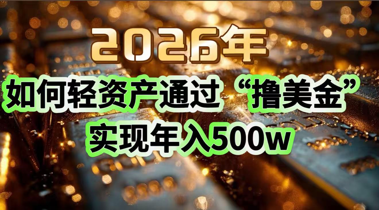 2026年如何轻资产通过“撸美金”实现年入500w-鑫源云网创