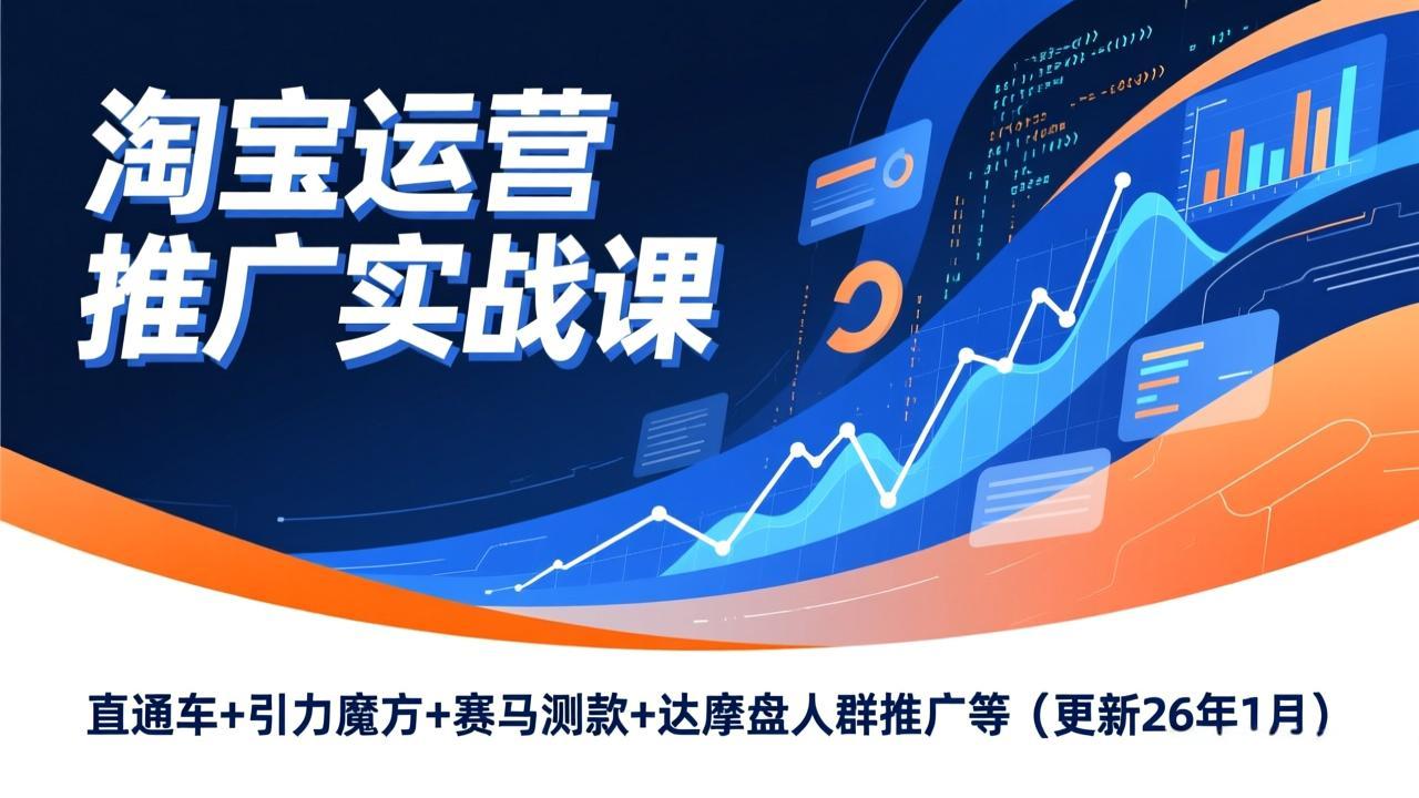 淘宝运营推广实战课，直通车+引力魔方+赛马测款+达摩盘人群推广等(更新26年1月-鑫源云网创