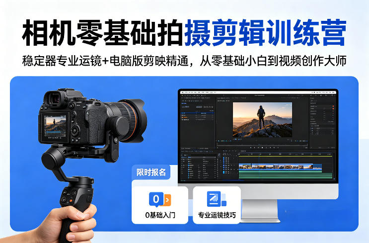 相机零基础拍摄剪辑训练营：稳定器专业运镜+电脑版剪映精通，从零基础小白到视频创作大师-鑫源云网创