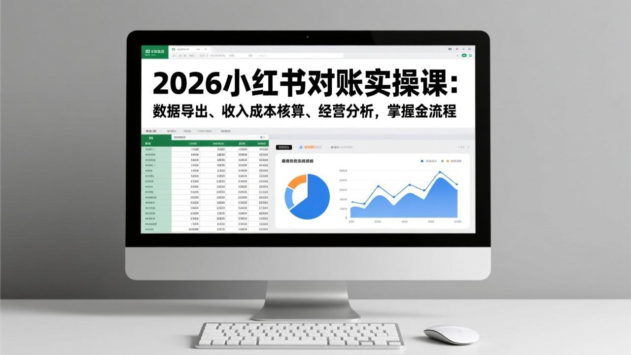 2026小红书对账实操课：数据导出、收入成本核算、经营分析，掌握全流程-鑫源云网创