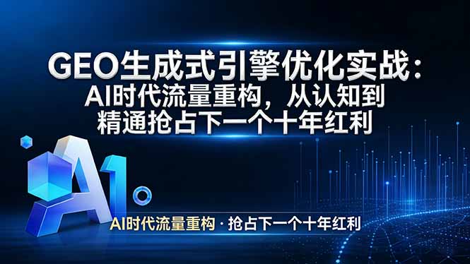 GEO 生成式引擎优化实战：AI时代流量重构，从认知到精通抢占下一个十年红利-鑫源云网创