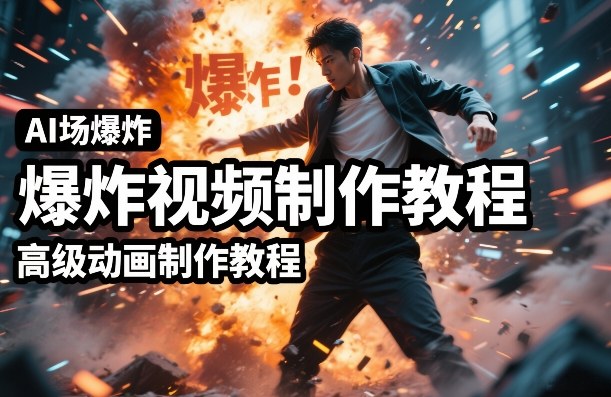 AI场景爆炸视频制作教程，利用人物实拍视频制作出高级的动画特效-鑫源云网创