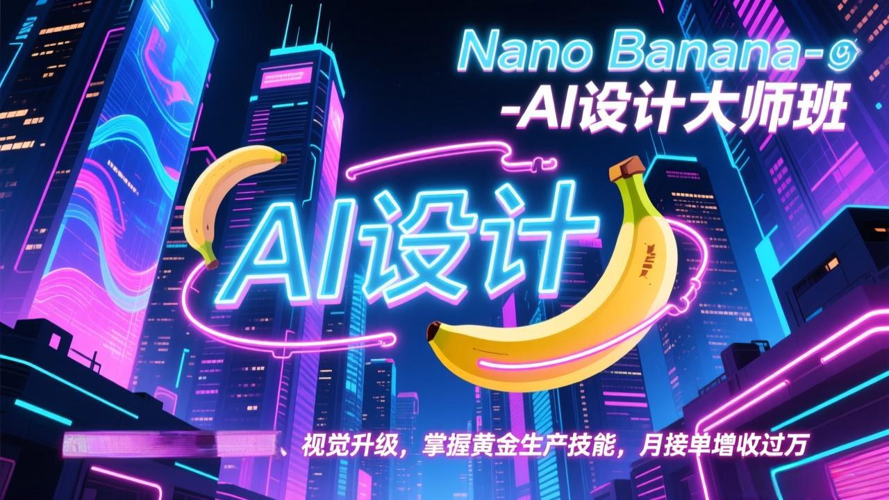 Nano Banana-AI设计大师班，修图合成、广告创作、视觉升级，掌握黄金生产技能，月接单增收过万-鑫源云网创