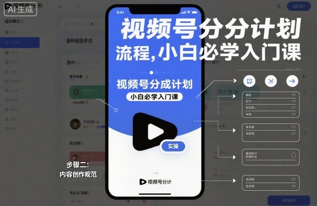 视频号分成计划实操流程，小白必学入门课-鑫源云网创