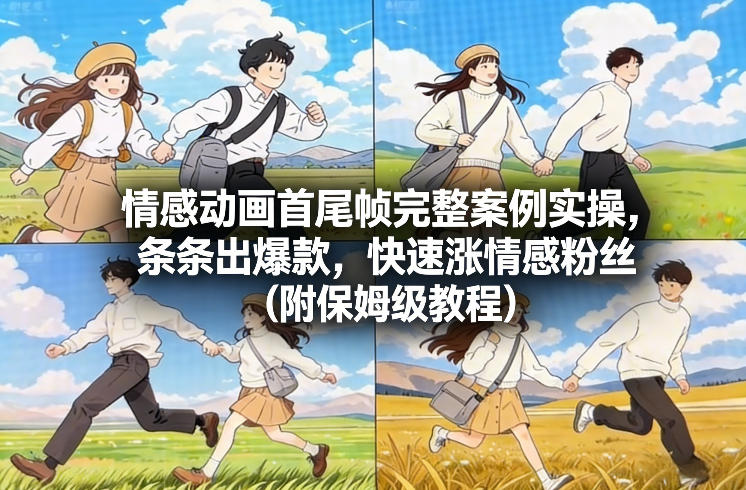 情感动画首尾帧完整案例实操，条条出爆款，快速涨情感粉丝(附保姆级教程)-鑫源云网创