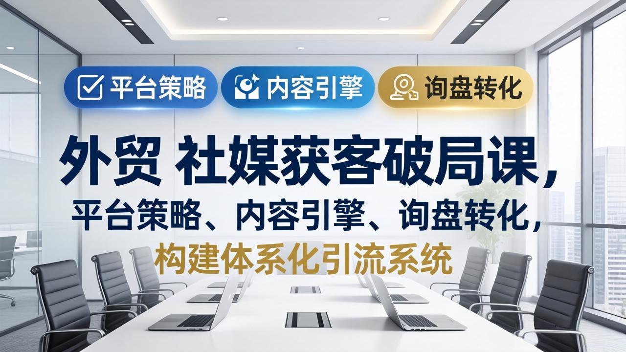 外贸 社媒获客破局课，平台策略、内容引擎、询盘转化，构建体系化引流系统(更新26年3月-鑫源云网创