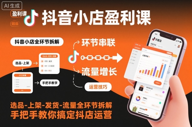 抖音小店盈利课-选品-上架-发货-流量全环节拆解，手把手教你搞定抖店运营-鑫源云网创