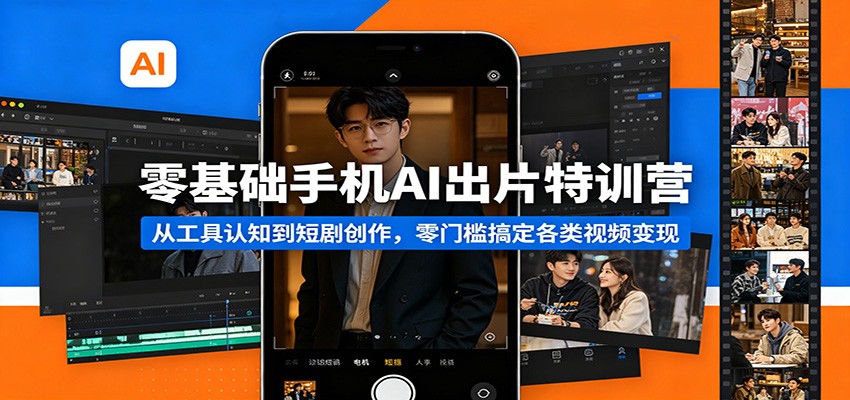 零基础手机AI出片特训营：从工具认知到短剧创作，零门槛搞定各类视频变现-鑫源云网创