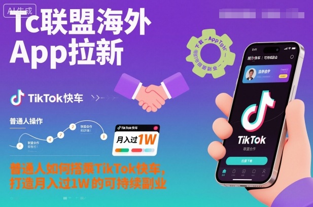 Tc联盟海外App拉新:普通人如何搭乘TikTok快车,打造月入过1W的可持续副业-鑫源云网创