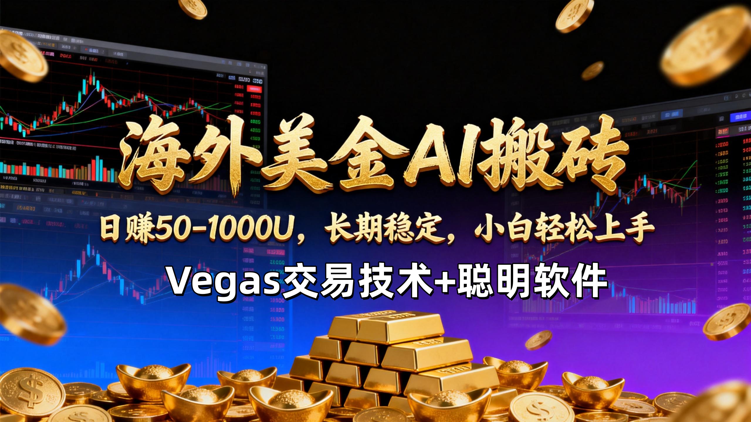 【海外美金AI搬砖】Vegas交易技术+聪明软件，日赚50-1000U，长期稳定，小白轻松上手。-鑫源云网创