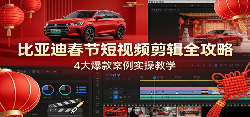 比亚迪春节短视频剪辑全攻略，4大爆款案例实操教学-鑫源云网创