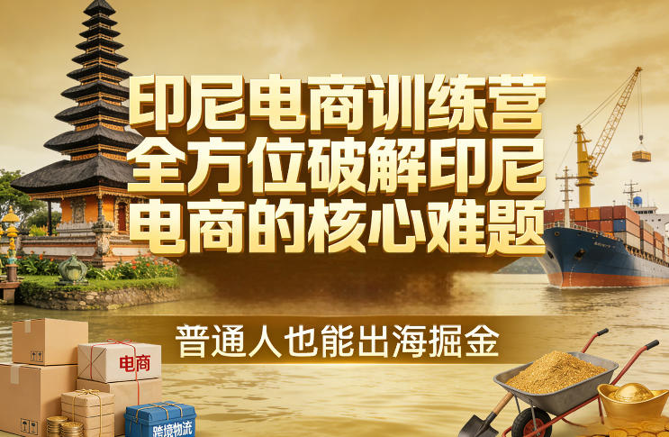 印尼电商训练营，全方位破解印尼电商的核心难题，普通人也能出海掘金-鑫源云网创