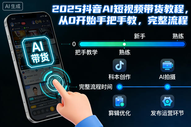 2025抖音AI短视频带货教程，从0开始手把手教，完整流程-鑫源云网创