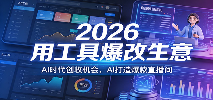 2026用工具爆改生意，AI时代创收机会，AI打造爆款直播间-鑫源云网创