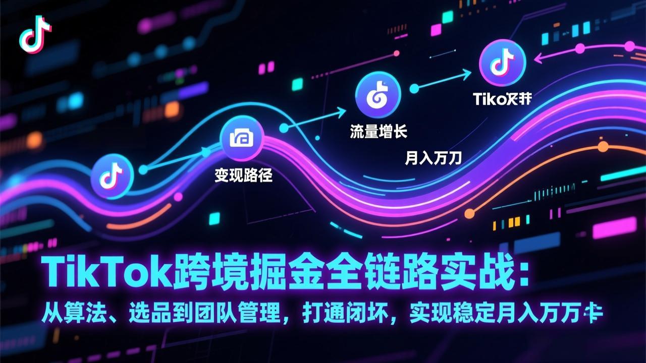TikTok跨境掘金全链路实战:从算法、选品到团队管理,打通闭环,实现稳定月入万刀-鑫源云网创