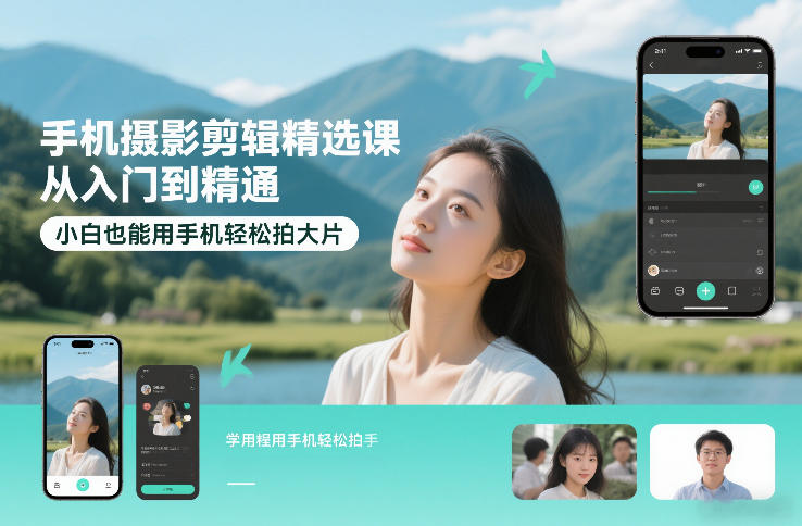 手机摄影剪辑精选课，从入门到精通，小白也能用手机轻松拍大片-鑫源云网创